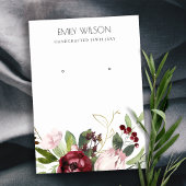 BLUSH PINK BURGUNDY PROTEA FLORAL EARRING DISPLAY VISITEKAARTJE