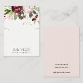 BLUSH PINK BURGUNDY PROTEA FLORAL KETTING DISPLAY VISITEKAARTJE (Voorkant / Achterkant)
