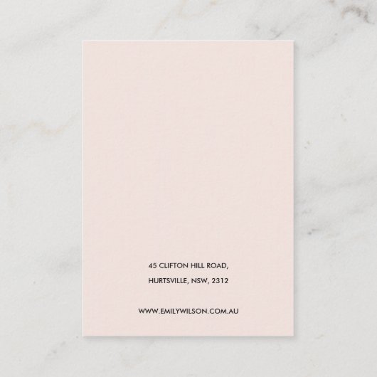 BLUSH PINK BURGUNDY PROTEA FLORAL KETTING DISPLAY VISITEKAARTJE (Achterkant)