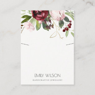 BLUSH PINK BURGUNDY PROTEA FLORAL KETTING VISITEKAARTJE