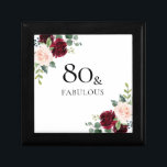 Blush Pink Burgundy Red 80th Birthday Gift Cadeaudoosje<br><div class="desc">Blush Pink Burgundy Red 80th Birthday Party cadeaudoos</div>