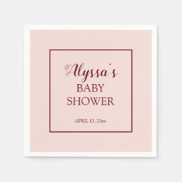 Blush Pink Burgundy Traditioneel Baby shower Servet