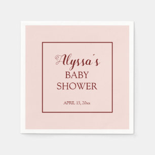 Blush Pink Burgundy Traditioneel Baby shower Servet
