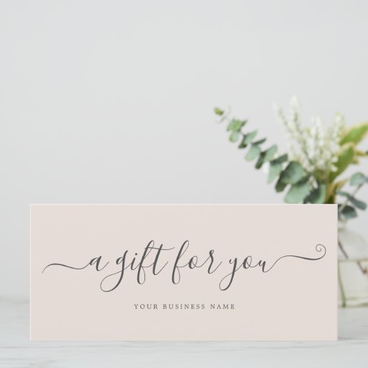 Blush Pink Business Cadeaubon Eenvoudig (Staand voorkant)