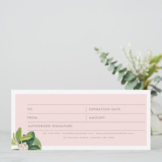 Blush Pink Business Logo Cadeaubon (Staand voorkant)