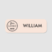 Blush Pink Business Logo minimalistisch personeel Naamplaatje (Voorkant)
