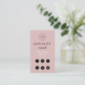 Blush Pink Business Logo QR Code Loyaliteit Eenvou Visitekaartje (Staand voorkant)