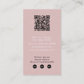 Blush Pink Business Logo QR Code Loyaliteit Eenvou Visitekaartje (Achterkant)