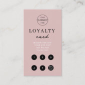 Blush Pink Business Logo QR Code Loyaliteit Eenvou Visitekaartje (Voorkant)
