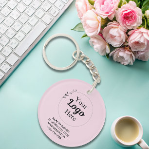 Blush Pink Business Logo qr code modern Sleutelhanger
