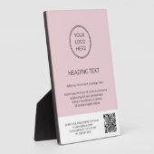 Blush Pink Business Logo QR Code Sign Plaque Fotoplaat (Zijkant)