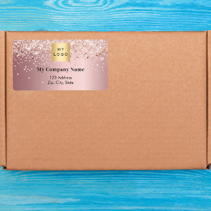 Blush pink business logo retour adres verzending etiket