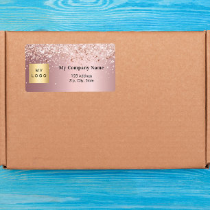 Blush pink business logo retour adres verzending etiket