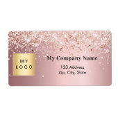 Blush pink business logo retour adres verzending etiket (Voorkant)