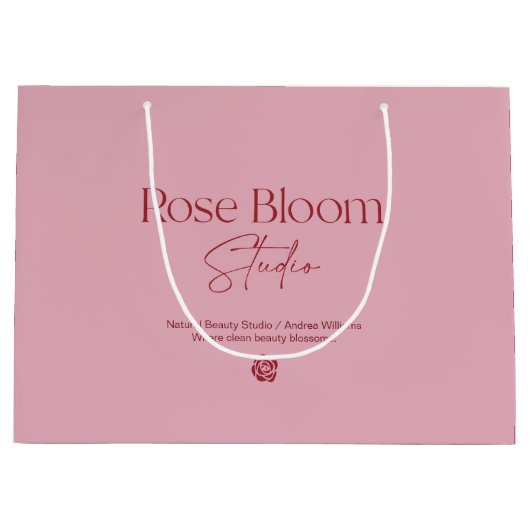 Blush Pink Business Logo Shopping Bag Groot Cadeauzakje (Voorkant)