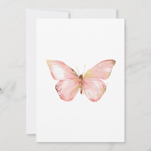 Blush Pink Butterflies Baby shower Kaart (Achterkant)
