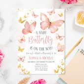 Blush Pink Butterflies Baby shower Kaart