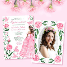 Blush Pink Butterflies Princess Foto Quinceanera
