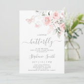 Blush Pink Butterfly Baby shower Meisje Invitation Kaart (Staand voorkant)