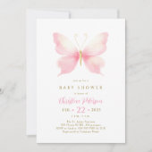 Blush Pink Butterfly Baby shower Uitnodiging (Voorkant)