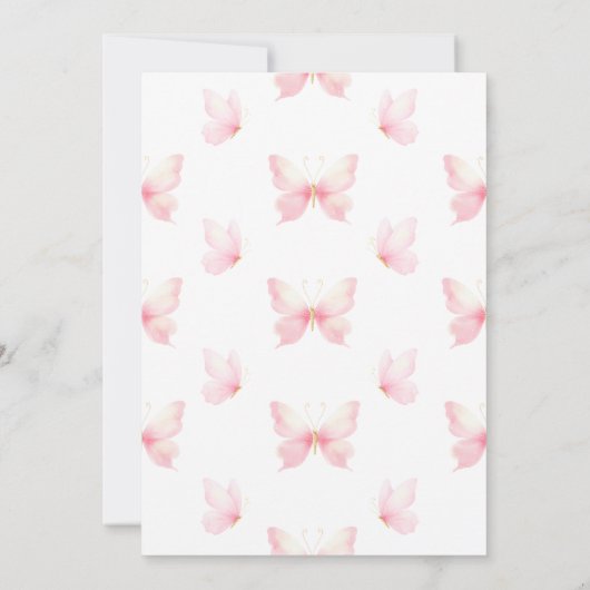 Blush Pink Butterfly Baby shower Uitnodiging (Achterkant)