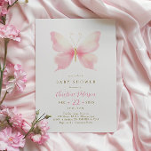 Blush Pink Butterfly Baby shower Uitnodiging