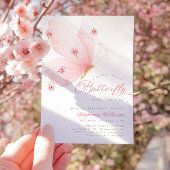 Blush Pink Butterfly Baby shower Uitnodiging