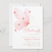 Blush Pink Butterfly Baby shower Uitnodiging (Voorkant)