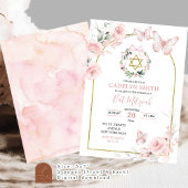 Blush Pink Butterfly Bat Mitzvah Floral Kaart