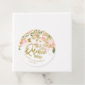 Blush Pink Butterfly Floral Quinceanera Party Bedankjes Labels (In situ)