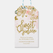 Blush Pink Butterfly Floral Quinceanera Party Gift Cadeaulabel (Voorkant)