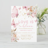 Blush Pink Butterfly Loves in Bloom Vrijgezellenfe Kaart (Staand voorkant)