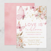 Blush Pink Butterfly Loves in Bloom Vrijgezellenfe Kaart (Voorkant / Achterkant)