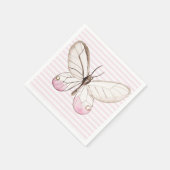 Blush Pink Butterfly & Stripes Papieren servetten (Hoek)