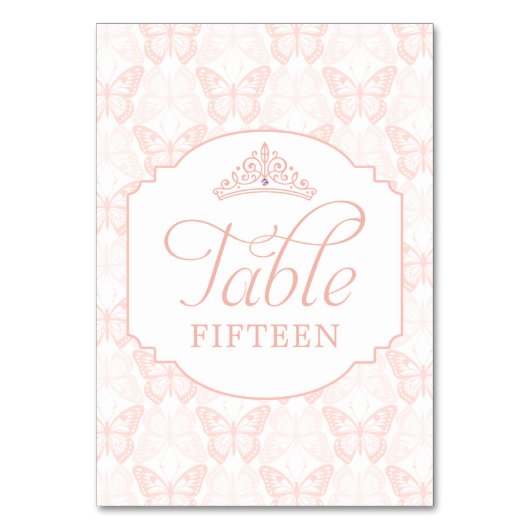 Blush Pink Butterfly Tiara Crystal Rhinestone Kaart (Voorkant)