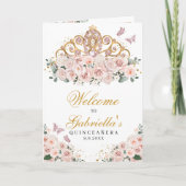 Blush Pink Butterfly Tiara Quinceanera Programme (Voorkant)