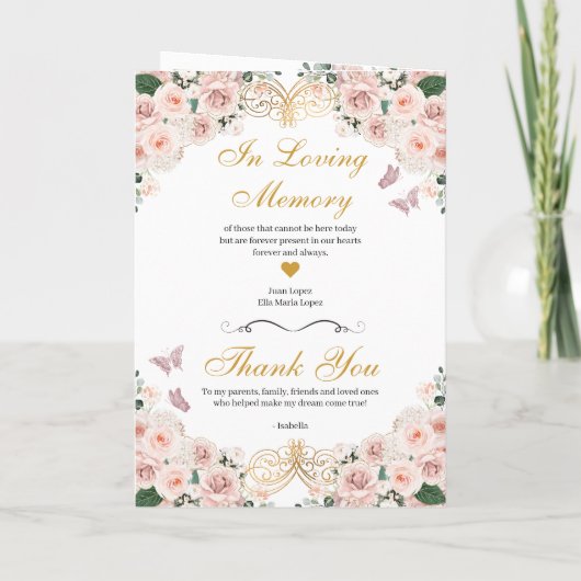 Blush Pink Butterfly Tiara Quinceanera Programme (Achterkant)