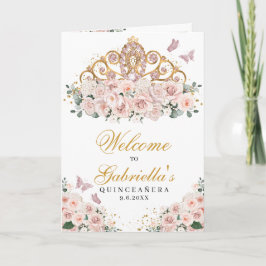 Blush Pink Butterfly Tiara Quinceanera Programme