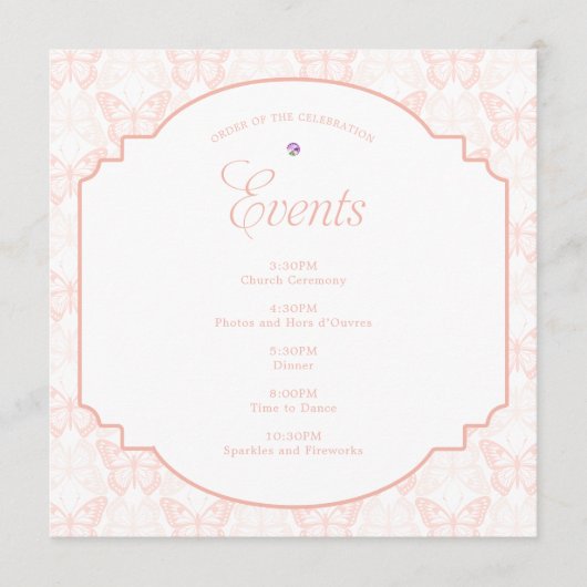 Blush Pink Butterfly Waterverf Bloemenfeest Programmakaart (Voorkant)