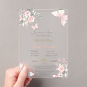 Blush Pink butterlfly Quinceanera invitation Acryl Uitnodigingen (Insitu (Draagbaar))