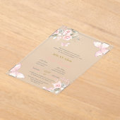 Blush Pink butterlfly Quinceanera invitation Acryl Uitnodigingen (Laagn)