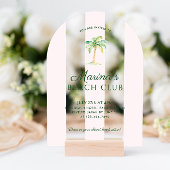 Blush Pink Cabana Stripes Beach Club Verjaardagsbo Acryl Uitnodigingen