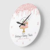 Blush Pink Cake Glitter Drips Menu Prijslijst Chic Grote Klok (Hoek)