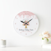 Blush Pink Cake Glitter Drips Menu Prijslijst Chic Grote Klok (Huis)