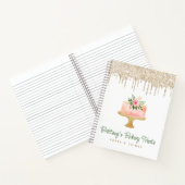 Blush Pink Cake Gold Glitter Drips Bakkerij Desser Notitieboek (Binnen)