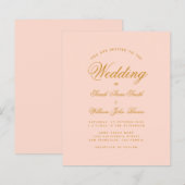 Blush Pink Calligraphy Budget Wedding Invitation (Voorkant / Achterkant)