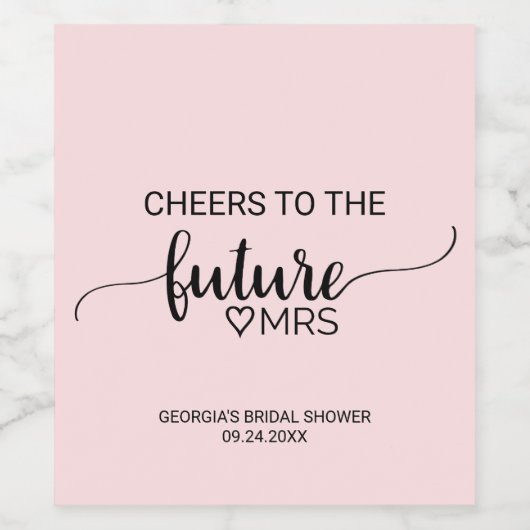 Blush Pink Calligraphy Future Mrs. Vrijgezellenfee Wijn Etiket (Enkel label)