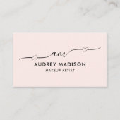 Blush Pink Calligraphy Girly Heart QR-code Visitekaartje (Voorkant)