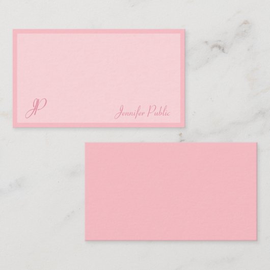 Blush Pink Calligraphy Script Monogram Sjabloon (Voorkant / Achterkant)