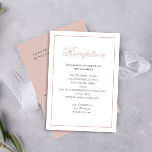 Blush Pink Calligraphy Script Receptie RSVP Informatiekaartje